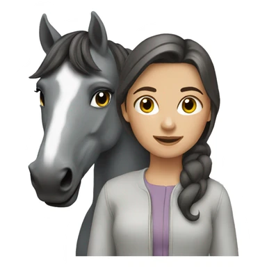 brunette girl and grey horse sticker