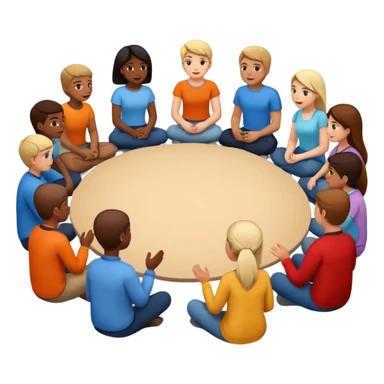 Therapy support group with a group of people sitting in a circle talking to each other  sticker