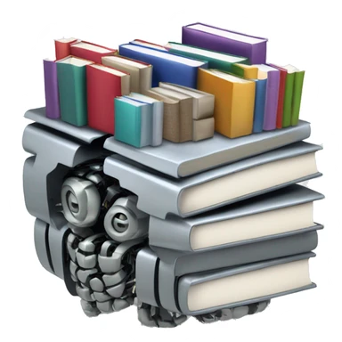 mechanical metallic robotic brain with books inside sticker