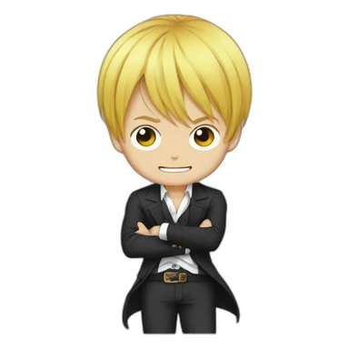 Sanji One Piece Chibi encostume gris sticker