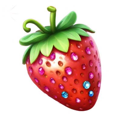 Realistic hot pink strawberries with gems as the seeds and glitter  sticker