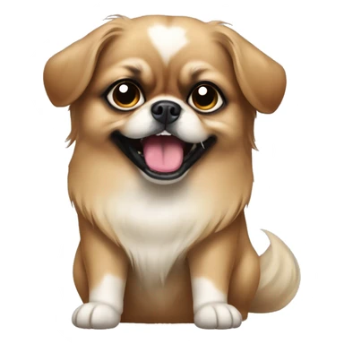 short ears pekinese dog with overbite teeth sticker