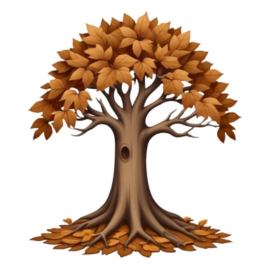 leafless old tree with pile of low leaves little sticker