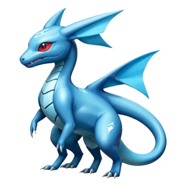 Shiny Futuristic Salamence-Salandit-Glaceon-Fakémon-hybrid-creature (full body)  sticker