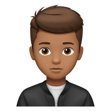 create a fringe haircut boy with a brown hair with hair little up more looking like quiff hairstyle but its going straight not on sides sticker