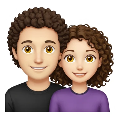 Sarı ve dağınık saçlı ela gözlü beyaz tenli erkek ve saçları koyu kahverengi kıvırcık  saçlı kız yan yana gülümsüyor sticker