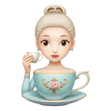 A ballerina but it’s head is a tea cup sticker