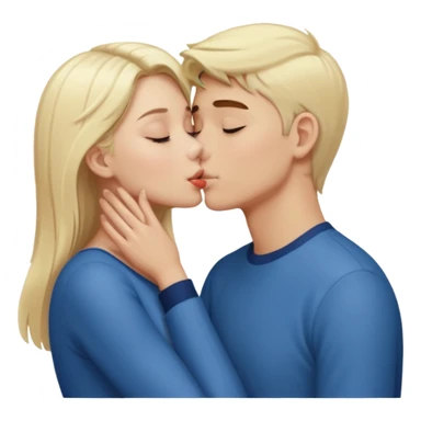 girl kissing white blonde boy sticker