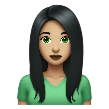 girl with green eyes and long black hair with big lips  sticker