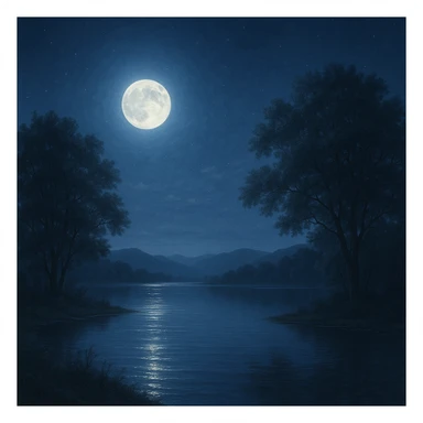 moonlight, serene, full moon, calm night, peaceful atmosphere sticker