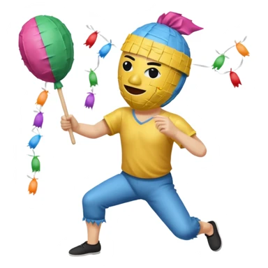 blindfolded person hitting a piñata emoji sticker