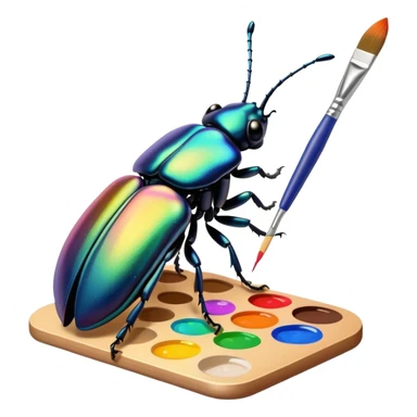 colorful beetle with brush and palette sticker
