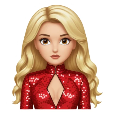 Perrie Edwards from Little Mix with long blonde hair, red sequin outfit sticker