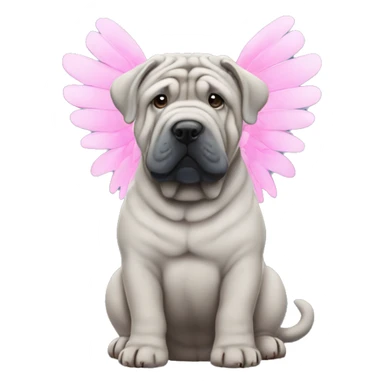 Blue shar Pei with pink angel wings sticker