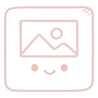 Create a soft and cute photo album/gallery icon in Japanese hand-drawn style with pink color, matching the reference style, suitable for a mobile home screen. Transparent background. sticker