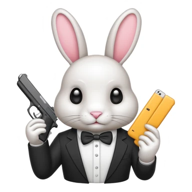 Crea un emoji de un conejo sosteniendo una glok realista de iPhone  sticker