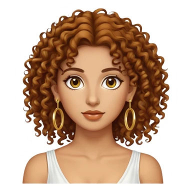 Attractive Greek woman with long curly amber-brown hair and gold hoop earrings sticker