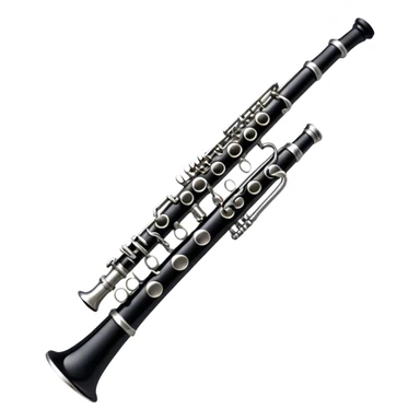 Cinematic Realistic Clarinet, deep black body with gleaming silver keys, rich warm lighting catching every intricate detail, slightly worn mouthpiece adding authenticity, glowing with a timeless and sophisticated presence. sticker
