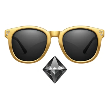 black glasses with a diamond and golden sticker