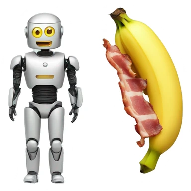 A banana turned into a robot and bacon a human sticker