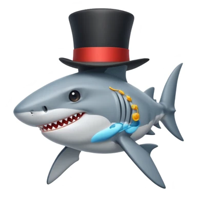 Shark with a top hat sticker