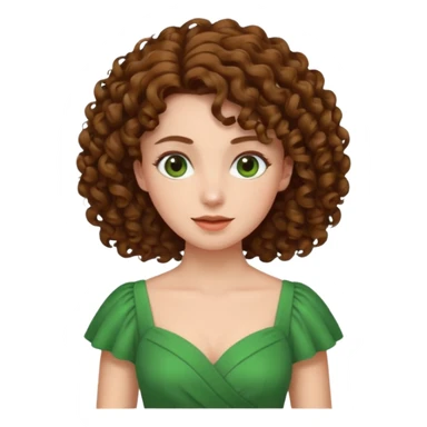 green dress curly hair sticker