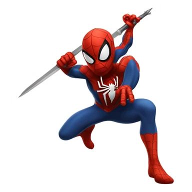 Spider-man with a BIG SWORD in a fighting pose sticker