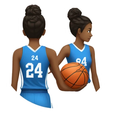 Basketball beautiful female player from the back with number 24 holding a basketball on the side sticker