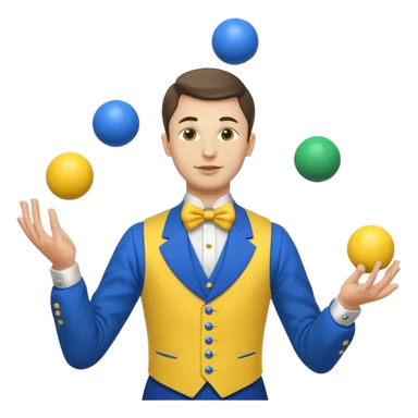 circus juggler zelensky juggling two balls blue and yellow sticker