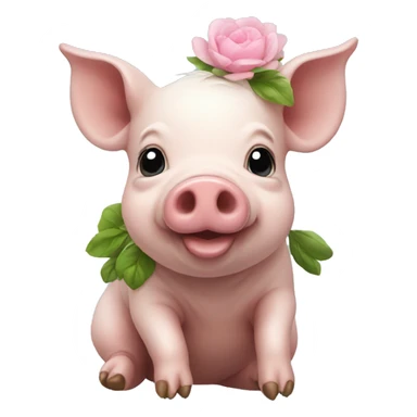 Mini pig with flowers  sticker