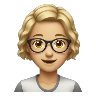 happy glasses short hair girl portrait sticker