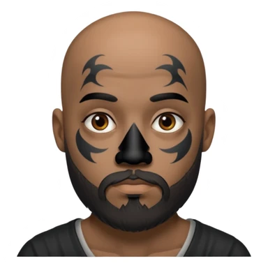 bald bearded man with black face tattoo sticker