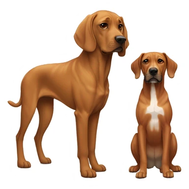 white male with long rainbow colored hair standing alongside a brown rhodesian ridgeback sticker