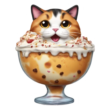 Realistic Fat calico cat with sundae sticker