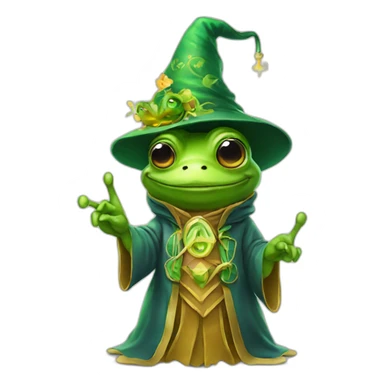 Frog wizard giving a peace sign sticker