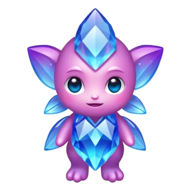kawaii chibi style crystal sprite creature that is purple, blue, and pink  sticker