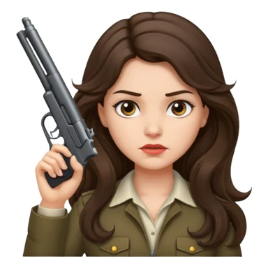 A brunette with long wavy hair girl who is about to kill herself with a littlr gun pointed at her temple sticker