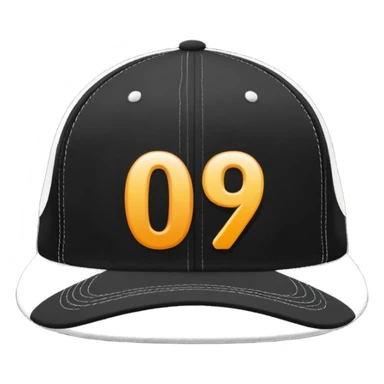 A black cap with the numbers 09  sticker