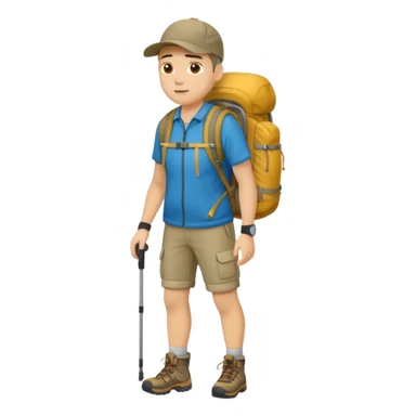 ligth man with backpack and hiking clothes, full body sticker