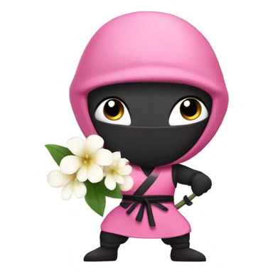 Pink ninja holding a flower sticker
