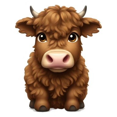 brown fluffy baby scottish cow with a small bow on head sticker
