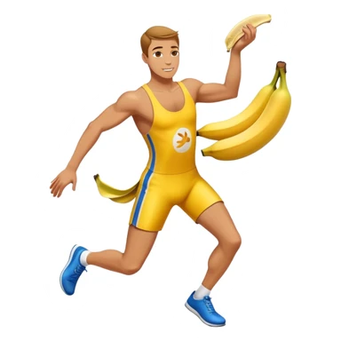 Athlete with prize in hand bleeping on banana peel  sticker