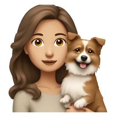 beautiful girl with brown hair with her beige spitz dog sticker