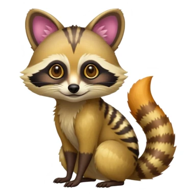 Colorful neon-colored tropical exotic shiny beautiful fantasy-Cacomistle-tanuki-genet-oncilla-animal-hybrid (full body) sticker