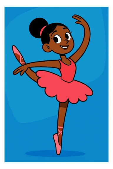ballerina, 2D cartoon style, vibrant toon sticker