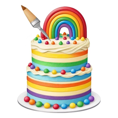 artist painting rainbow birthday cake  sticker