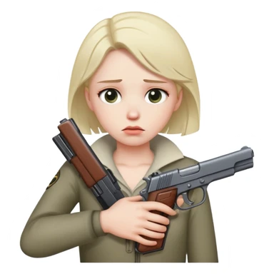 sad emoji with hands around neck and gun at head sticker