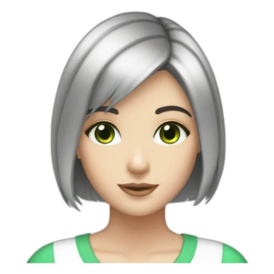 white girl short black hair green eyes sticker