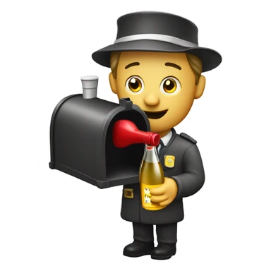 Drunk Postman drinking from wine decanter by mailbox  sticker