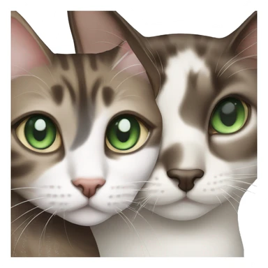 Dark Brown and white tabby cat with green eyes and Siamese blue eyed cat sticker